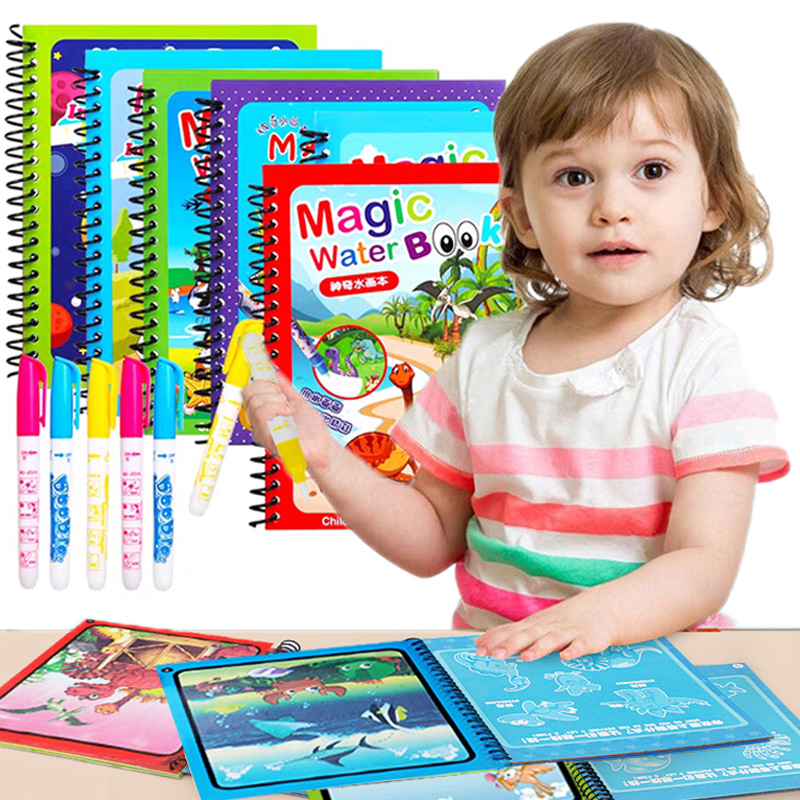 Reusable Water Magic Coloring Book - ألعاب مونتيسوري كتاب تلوين قابل لإعادة