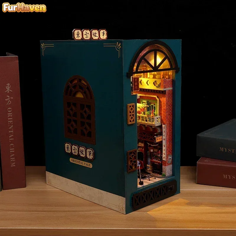 Diy Wooden Book Nook Kit Shelf Insert - رف كتب خشبي يدوي الصنع بتصميم