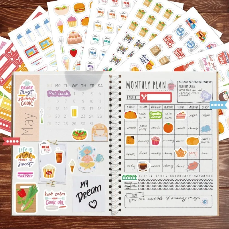 Stationery Books - ملصقات تخطيط الطعام، ملصقات تزيين القرطاسية،