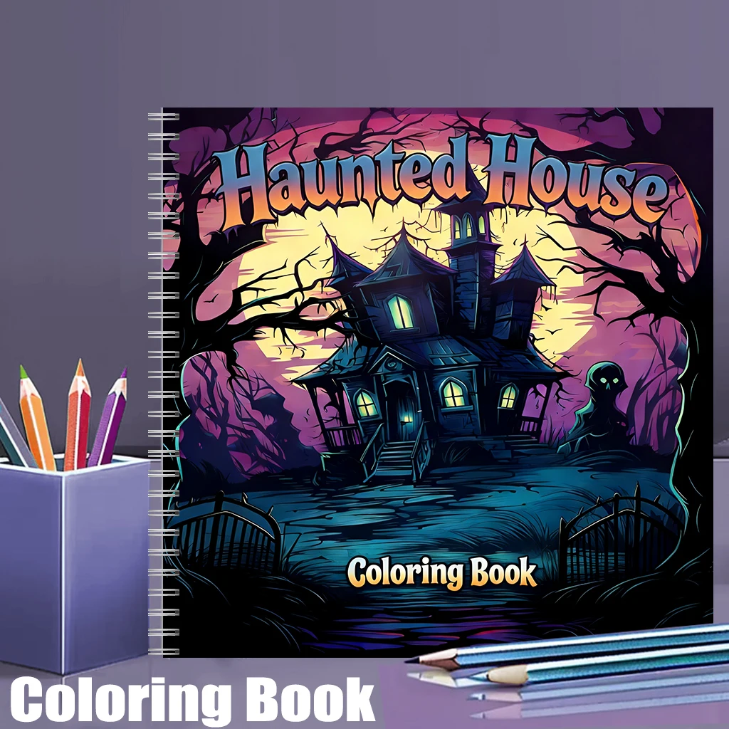 Adult Coloring Book Stress Relief - كتاب تلوين بيت الأشباح للبالغين، صفحات
