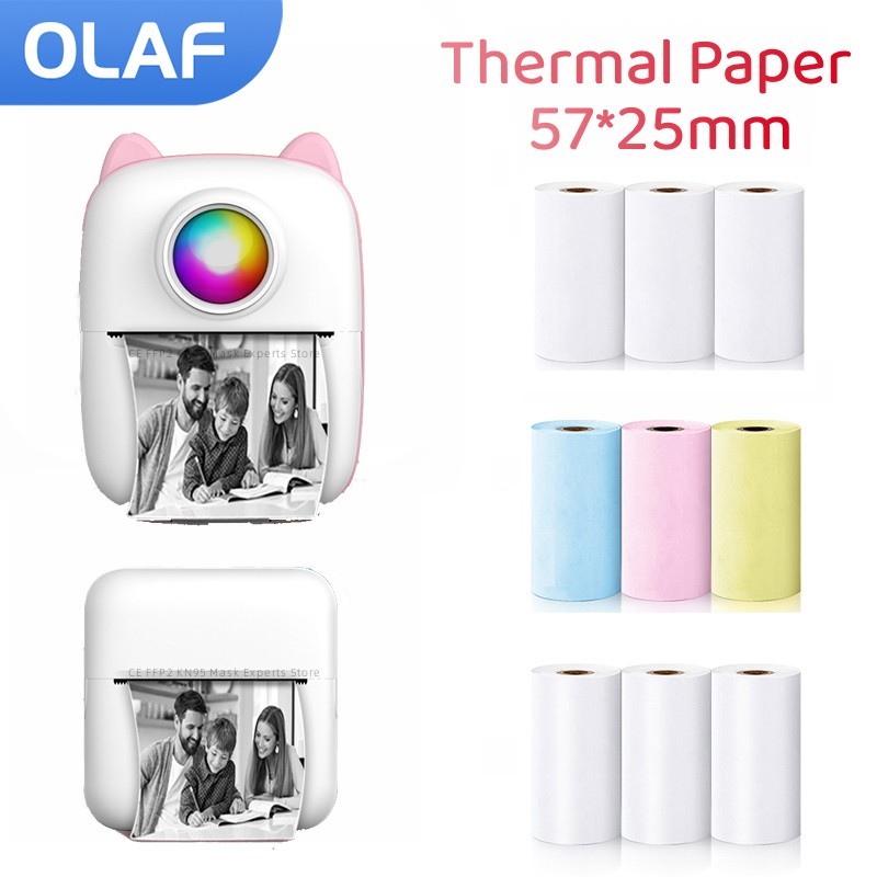 Mini Pocket Thermal Printer Paper Roll - لفائف الورق الحراري ذاتية اللصق ،