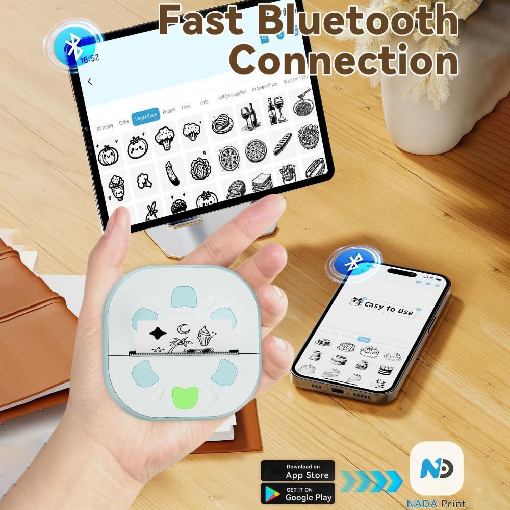 Mini Pocket Thermal Printer Paper Roll - طابعة ملصقات صغيرة بدون حبر مع
