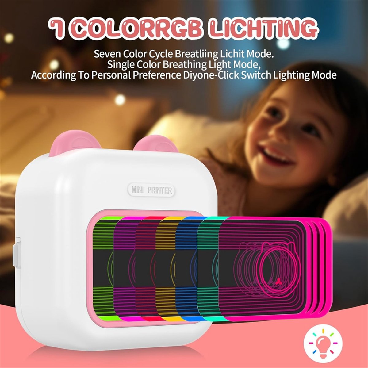 طابعة ملصقات صغيرة RGB Light B - مراجعة Mini Pocket Thermal Printer Paper Roll وسعره
