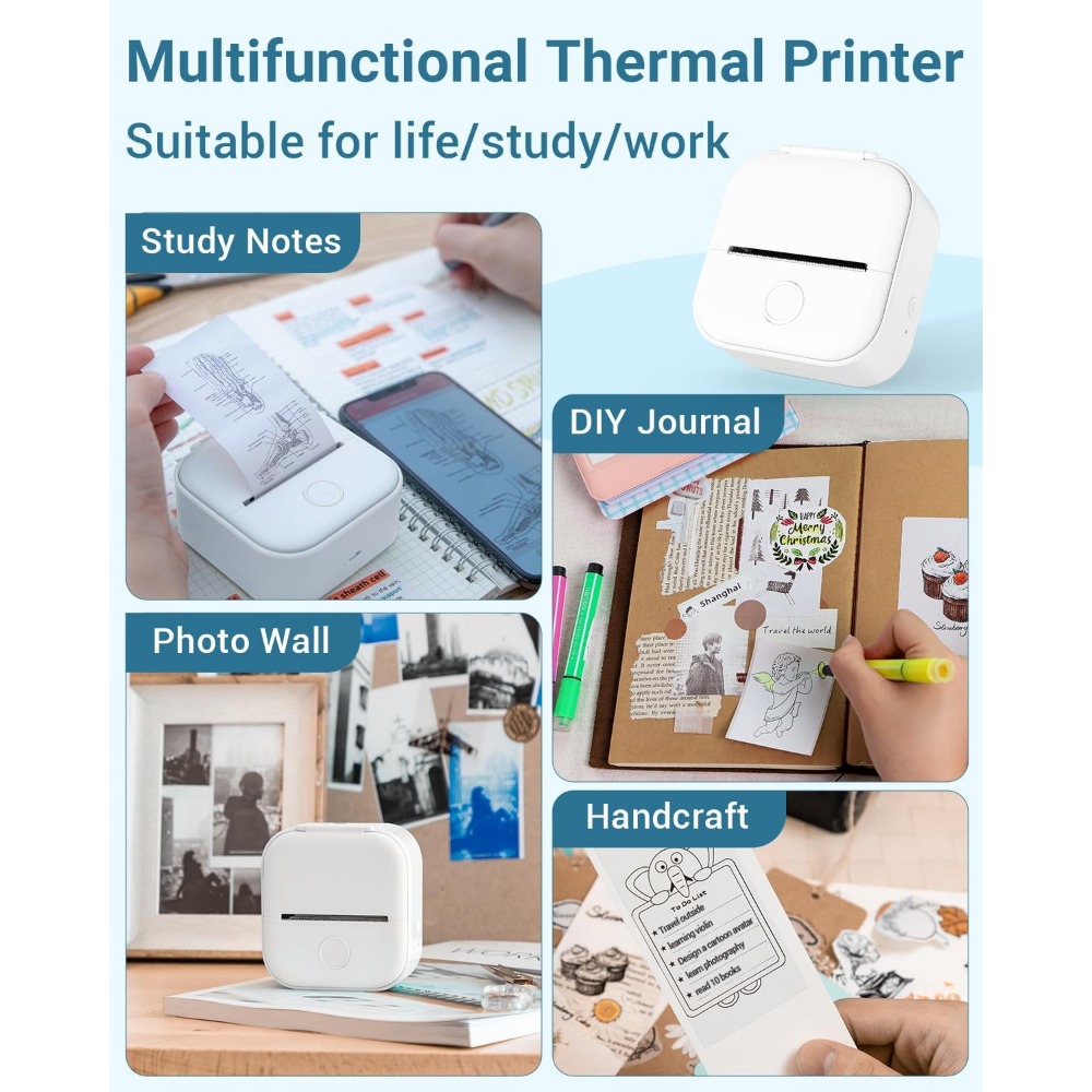 Phomemo T02 طابعة حرارية جيب ل - مراجعة Mini Pocket Thermal Printer Paper Roll وسعره