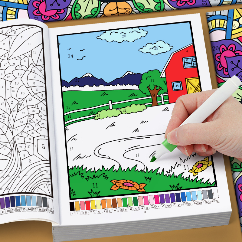 كتاب تلوين بالأرقام للكبار، 32 - مراجعة Adult Coloring Book Stress Relief وسعره