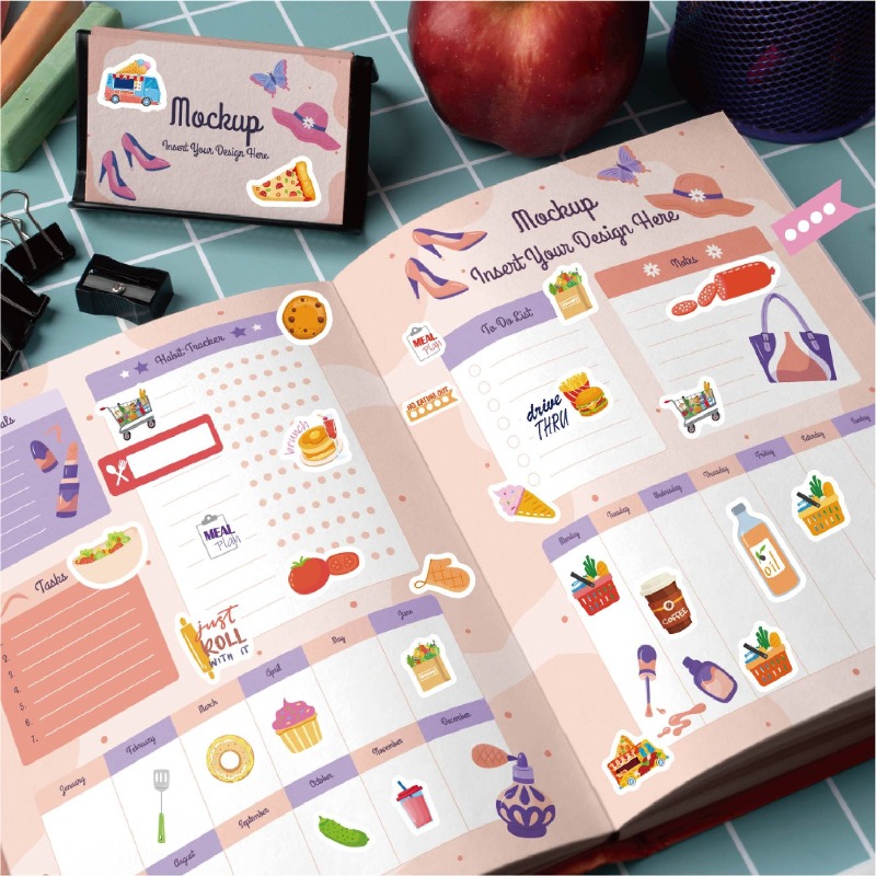 ملصقات تخطيط الطعام، ملصقات تز - مراجعة Stationery Books وسعره