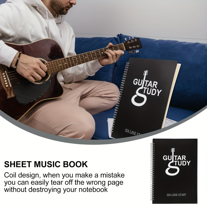 50 صفحة الغيتار الجدول دفتر ال - مراجعة Blank Sheet Music Notebook وسعره
