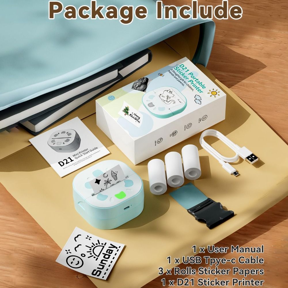 طابعة ملصقات صغيرة مع 3 لفات و - مراجعة Mini Pocket Thermal Printer Paper Roll وسعره