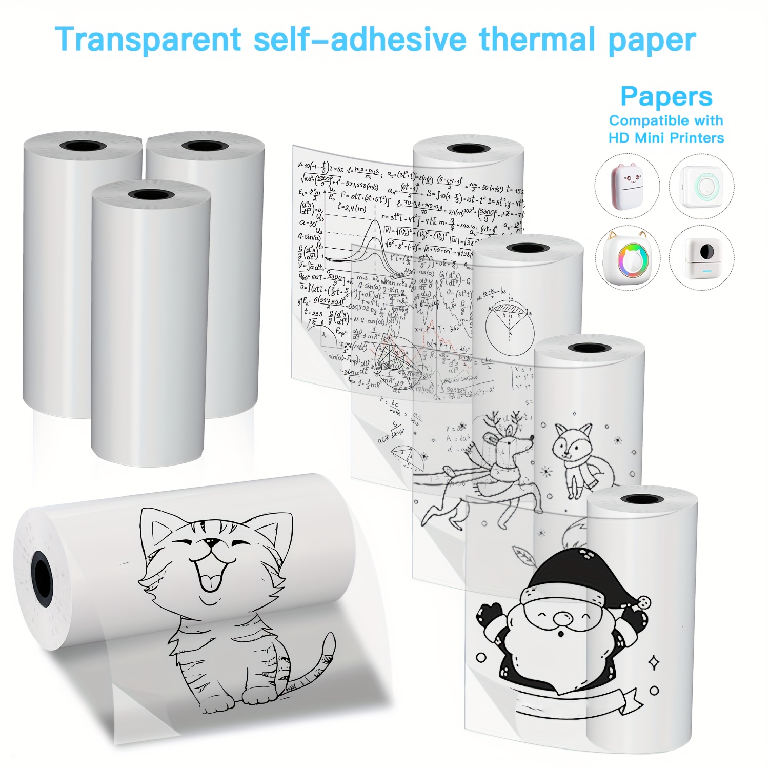 2/4/8 لفات من الورق الحراري ذا - مراجعة Mini Pocket Thermal Printer Paper Roll وسعره